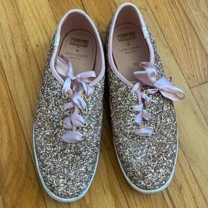 Keds for Kate Spade rose gold glitter shoes